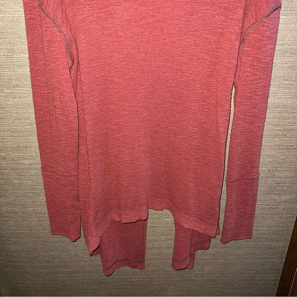 Free People Split Back Dark Burnt Red Cowl Mock Neck Turtleneck Pullover XS